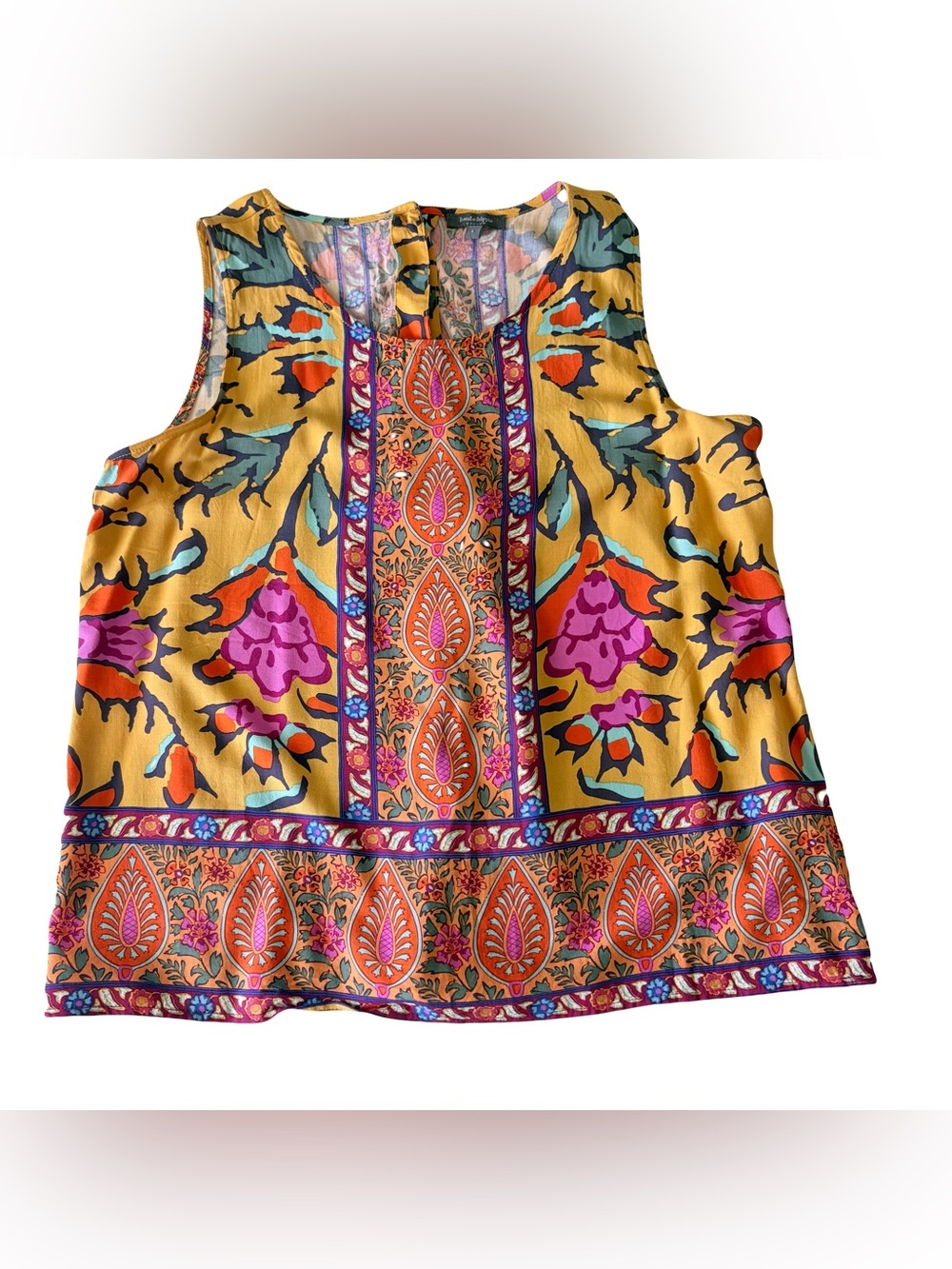 Haute Hippie Style Boho Border Print Tank Top L‎